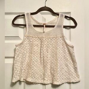 Free People Babydoll Top - Cream/Off White Lace - Size Medium